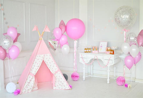 Pink Tent Baby Show Halloween Decor Birthday Backdrops