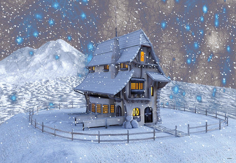 Winter Snow House Wonderland Photography Backdrops