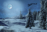 Night of Winter Snow Forest Santa Claus Backdrop for Photography