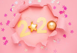 Pink Snowflake Gold 2022 Happy new Year Backdrop