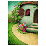 Cartoon Little House Flower Decoration Backdrop Wonderland Photography Background