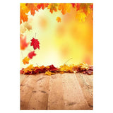 Printed Red And Yellow Maple Leaves Backdrop Wood Floor Background  for Photography