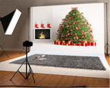 White Christmas Fireplace Photography Backdrops for Picture