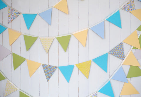 White Wood Wall Flags Birthday Backdrops for Photos