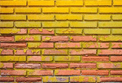 Yellow Retro Brick Wall for Picture Rubber Floor Mat